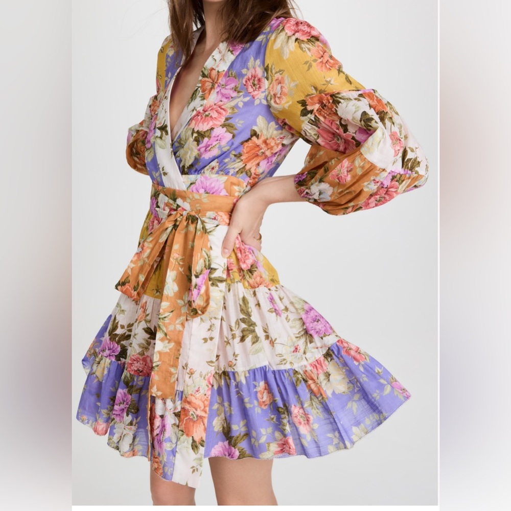 Zimmermann - Pattie Wrap Mini Dress - Patchwork
